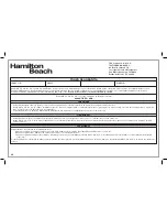 Preview for 26 page of Hamilton Beach 31156 Manual