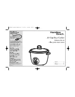 Hamilton Beach 37532 - 20 Cup Capacity Rice Cooker Use & Care Manual preview