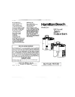 Preview for 1 page of Hamilton Beach 395W Use And Care Manual