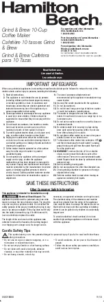 Preview for 1 page of Hamilton Beach 45501 User Manual