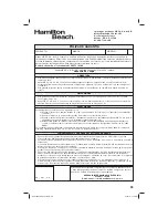 Preview for 25 page of Hamilton Beach 54017 Use & Care Manual