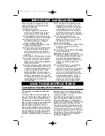 Preview for 2 page of Hamilton Beach 67180 Use & Care Manual