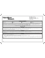 Preview for 30 page of Hamilton Beach 78217 Manual