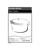 Preview for 1 page of Hamilton Beach 840096700 User Manual