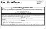 Preview for 31 page of Hamilton Beach AquaFusion 87325 Replacement