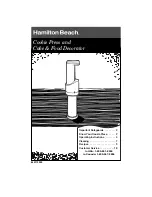 Hamilton Beach Cookie Press and Cake & Food Decorator Operating Instructions Manual preview