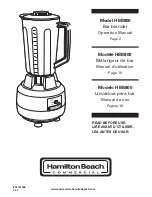 Hamilton Beach HBB800 - Commercial Blender Operation Manual preview