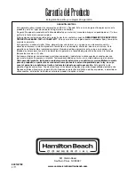 Preview for 28 page of Hamilton Beach HBB908 - Bar Blender, 44 oz. Poly Top Operation Manual