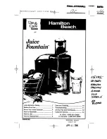 Предварительный просмотр 1 страницы Hamilton Beach Juice Fountain 67700 Use & Care Manual