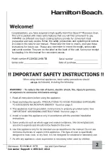 Preview for 3 page of Hamilton Beach P11043ALH-WTB Owner'S Manual