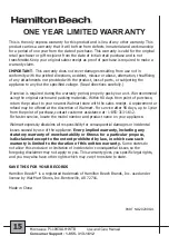 Preview for 16 page of Hamilton Beach P11043ALH-WTB Owner'S Manual