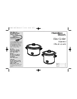 Hamilton Beach Slow Cooker Instructions Manual preview