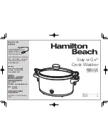 Предварительный просмотр 1 страницы Hamilton Beach Stay or Go Crock Watcher C33246A Instructions Manual