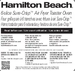 Предварительный просмотр 1 страницы Hamilton Beach Sure-Crisp 31413 User Manual