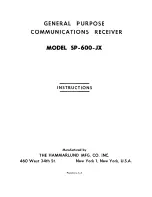 Preview for 1 page of Hammarlund SP-600-JX Instructions Manual