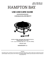 Предварительный просмотр 1 страницы HAMPTON BAY 1001 025 113 Use And Care Manual