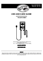 Preview for 1 page of HAMPTON BAY 1001 509 802 Use And Care Manual