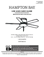 Предварительный просмотр 1 страницы HAMPTON BAY 1005 819 921 Use And Care Manual