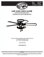 HAMPTON BAY 52652 Use And Care Manual preview