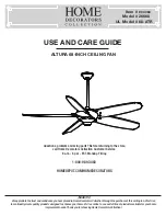 HAMPTON BAY ALTURA 68-INCH CEILING FAN Use And Care Manual предпросмотр