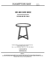 HAMPTON BAY CAYMAN BISTRO TABLE Use And Care Manual preview