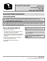 HAMPTON BAY FRS60752A-2PK Use And Care Manual preview