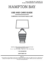 HAMPTON BAY PARKWOOD HDP06523CON Use And Care Manual preview