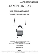 Предварительный просмотр 1 страницы HAMPTON BAY PARKWOOD HDP06523CON Use And Care Manual