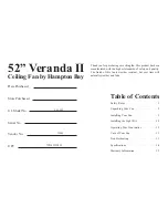 Предварительный просмотр 2 страницы HAMPTON BAY Veranda II Owner'S Manual