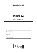 Hanil Micro 12 Operating Manual preview