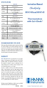 Preview for 1 page of Hanna Instruments Checkfridge HI147-00 Instruction Manual