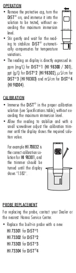 Предварительный просмотр 2 страницы Hanna Instruments DiST 3 User Manual