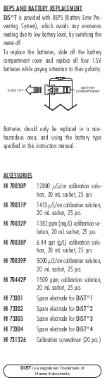 Предварительный просмотр 3 страницы Hanna Instruments DiST 3 User Manual