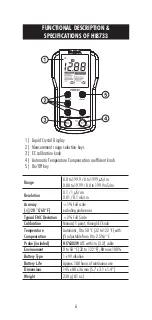 Preview for 6 page of Hanna Instruments HI 8733 Instruction Manual