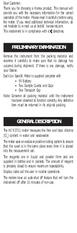 Preview for 2 page of Hanna Instruments HI 93711 User Manual