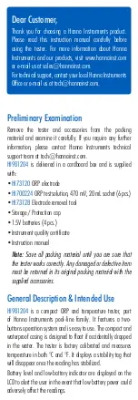 Preview for 2 page of Hanna Instruments Pool Line HI981204 User Manual