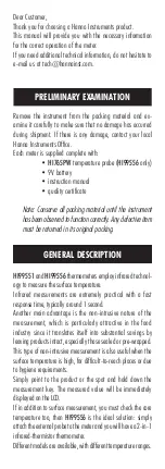 Preview for 2 page of Hanna Instruments Pronto Plus HI99551 Series User Manual