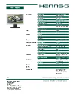 Hanns.G HW173DB Specifications preview