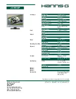 Hanns.G JC151AP Specification Sheet предпросмотр