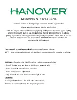 Hanover HNEVEGLD-8FLR Assembly  & Care Manual preview