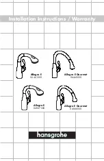 Hans Grohe Allegro E Gourmet 06460 0 Series Installation Instructions / Warranty предпросмотр