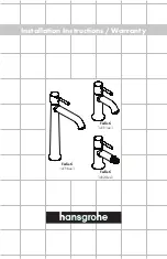 Предварительный просмотр 1 страницы Hans Grohe Talis C 14111 1 Series Installation Instructions / Warranty