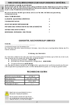 Preview for 2 page of Hansa KF3021H Operating Instructions Manual