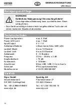 Preview for 10 page of Hansa LED 4 Music 41-5010.685 Operating Instructions Manual