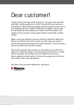 Preview for 4 page of Hansa ZIM486ELH Operating Instructions Manual