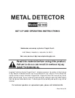 Preview for 1 page of Harbor Freight Tools 43149 Set Up And Operating Instructions Manual