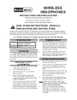 Предварительный просмотр 1 страницы Harbor Freight Tools 66121 Instructions And Precautions