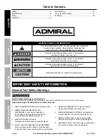 Preview for 2 page of Harbor Freight Tools Admiral Owner'S Manual & Safety Instructions