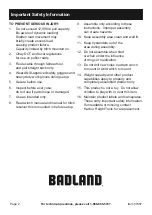 Preview for 2 page of Harbor Freight Tools Badland 57607 Owner'S Manual & Safety Instructions