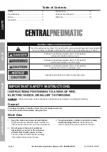 Preview for 2 page of Harbor Freight Tools CentralPneumatic 60801 Owner'S Manual & Safety Instructions